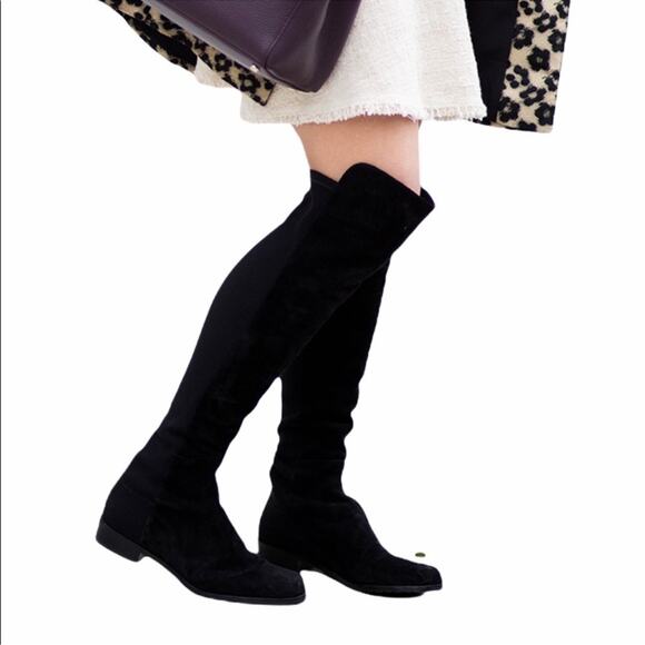 Stuart Weitzman 5050 Black Suede Iconic Over The Knee Stretch Boots NEW Size 6 - Picture 11 of 15